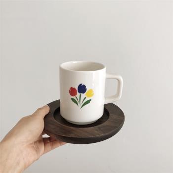 ES| ins法式復古郁金香陶瓷杯vintage馬克杯咖啡杯早餐杯花茶杯