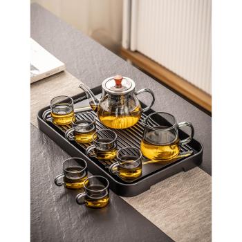 青灰玻璃功夫茶具套裝家用茶杯耐熱加厚茶壺泡茶器辦公室客廳會客