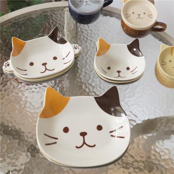 JW 日本hapin可愛三花貓系列廚房餐具陶瓷創意貓咪飯碗餐盤馬克杯
