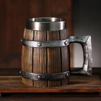 原創小眾設計感杯子海賊王電影周邊木桶啤酒杯高顏值木筒杯馬克杯