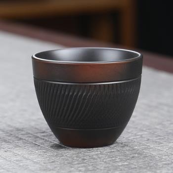 紫陶跳刀功夫茶杯手工作陶瓷茶盞家用品茗杯復古單杯中式主人杯子