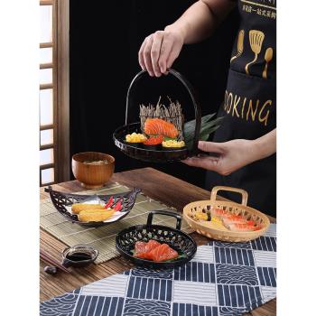 日式手提炸物籃薯條盤水果籃網紅糕點盤創意日韓料理天婦羅小吃籃