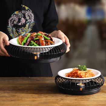 中餐酒店餐廳個性創意明檔餐具可放蠟燭加熱保溫利元爐意境菜魚盤