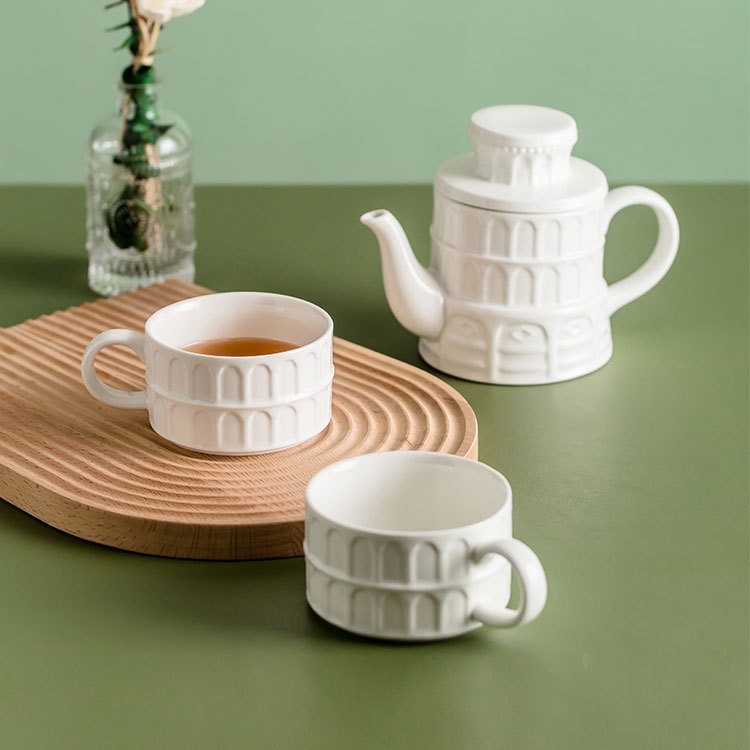 歐式比薩斜塔水壺水杯套裝家用陶瓷下午茶咖啡杯子馬克杯創意禮品|咖啡