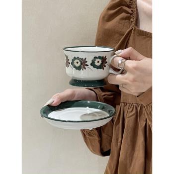 法式復古ins風手繪芬蘭中古杯碟少女心陶瓷咖啡杯早餐麥片牛奶杯