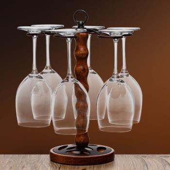 歐式紅酒杯架倒掛家用創意高腳杯酒杯架現代簡約實木紅酒架擺件