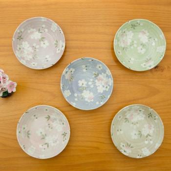 美濃燒日本進口AITO宇野千代櫻吹雪家用陶瓷飯碗湯碗5件套裝禮盒