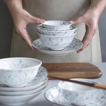 日式家用陶瓷釉下彩盤子橢圓形魚盤吃米飯碗碟盤餐具創意炸串菜盤