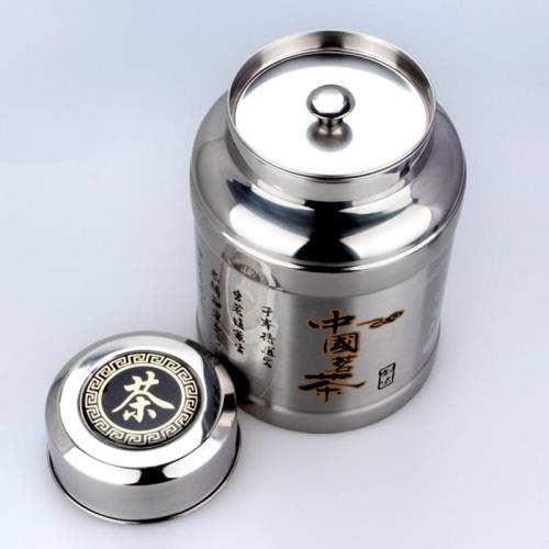 加厚不銹鋼茶葉罐大號500G茶葉密封罐鐵盒茶桶鐵桶金屬儲茶容器