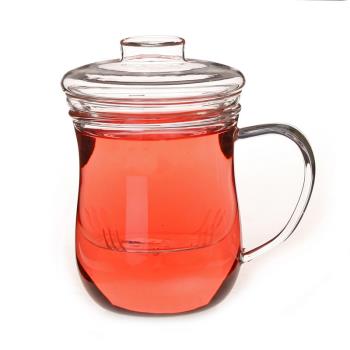 泡茶三件杯 窈窕杯 耐熱玻璃杯子花茶杯 帶蓋過濾透明水杯 美體杯