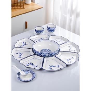 年夜飯家庭網紅套裝拼盤餐具組合過年陶瓷菜盤 圓桌盤子團圓家用