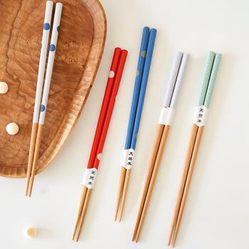 肆月暖初高顏值筷子創意家用一人一筷日式實木快子可愛網紅單人裝