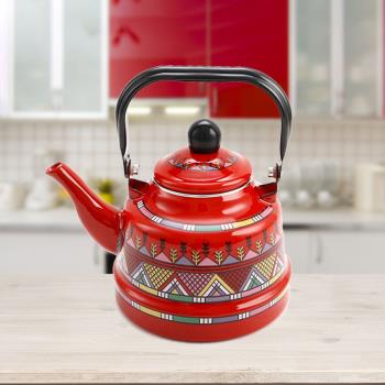 燒水壺廚房大紅色印花歐美搪瓷