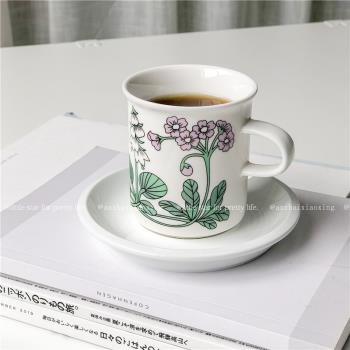復古花朵陶瓷咖啡杯碟拿鐵摩卡杯下午茶杯濃縮咖啡杯牛奶杯花茶杯