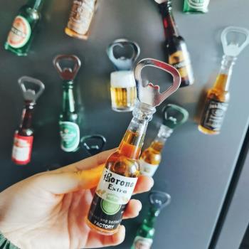 啤酒開瓶器冰箱貼抖音同款 過年酒瓶創意啤酒起子冰箱磁貼裝飾