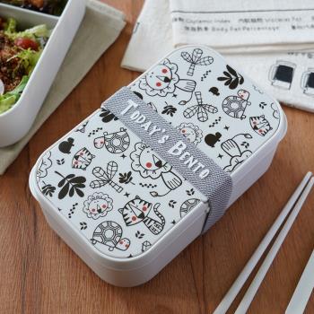 新品日式單層分格便當盒 上班族帶飯餐盒飯盒含筷子 可微波爐加熱