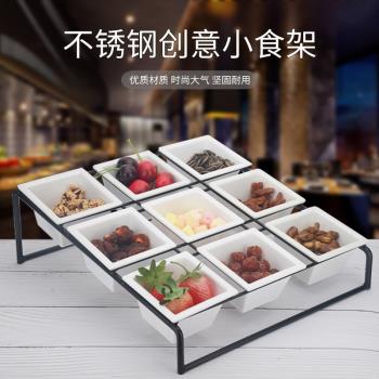 自助餐陶瓷點心架雙層六格水果架自助餐仿瓷食物展示架ktv果盤架