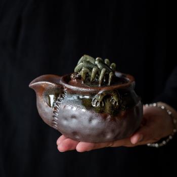 碌心 火痕釉泡茶壺手工粗陶茶壺創意貔貅章魚螃蟹造型家用泡茶具