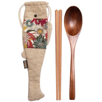 木質筷子勺子套裝學生便攜式可愛餐具三件套創意成人旅行環保外帶