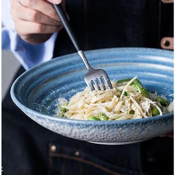 北歐陶瓷盤創意漸變拉面碗家用大號湯碗餐廳餐盤淺口意面盤沙拉碗