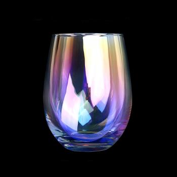 彩虹慕斯杯漸變色七彩蛋形果汁杯日本網紅離子鍍水晶玻璃酒杯裝飾