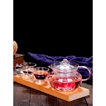 手工玻璃茶具帶過濾濾網花茶壺精致泡茶壺可加熱煮茶器花語香草壺