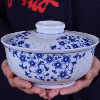 陶瓷帶蓋子圓形大號中式復古面碗