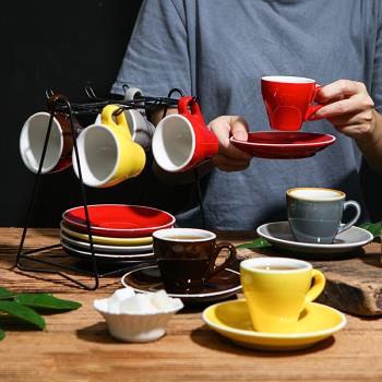 意式濃縮咖啡杯espresso歐式小奢華6件套套裝帶杯架下午茶杯碟瓷