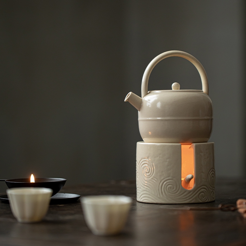 陶瓷提梁壺過濾泡茶壺煮茶溫茶套裝蠟燭底座溫茶爐酒精爐小火爐|煮茶爐