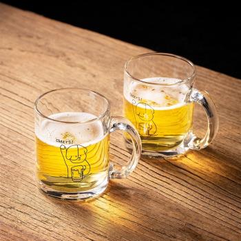 韓式家用帶把玻璃杯耐熱牛奶杯咖啡杯子創意個性啤酒杯耐高溫茶杯