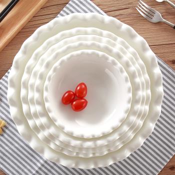 創意純白色荷口碗 酸菜魚盆碗 大湯碗 湯盆酒店用品 大面碗陶瓷