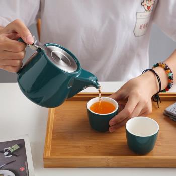 北歐大容量陶瓷沖茶壺單壺創意茶水分離泡茶壺家用花茶壺茶具套裝