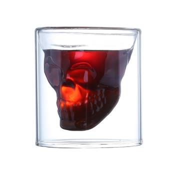 耐高溫雙層骷髏頭酒杯美女水杯啤酒白紅酒杯子個性創意透明玻璃杯