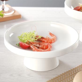 北歐ins陶瓷個性日式跨越高足碗歐式高腳果盤純白零食盤日式果盤