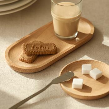 橢圓櫸木咖啡牛奶拍照道具小托盤