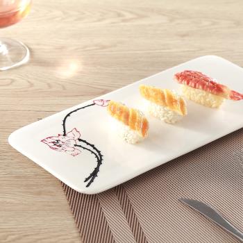 一支蓮創意長方平板陶瓷長方盤甜品盤西餐盤壽司盤蛋糕盤子小吃盤