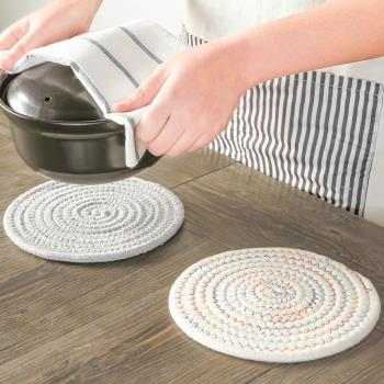 亞麻手工編織棉線碗盤簡約隔熱墊