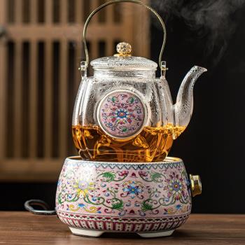 秦藝玻璃煮蒸雙用茶壺養生家用電陶爐圍爐小型噴淋式煮茶器煮茶爐