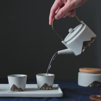 新中式手繪茶具功夫茶壺陶瓷套裝禮品盒遠山茶杯家用復古單壺禪意