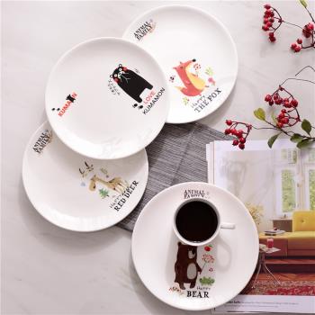 【4個裝】陶瓷家用菜盤8寸餐盤創意早餐圓盤卡通碟子日式碗盤套裝