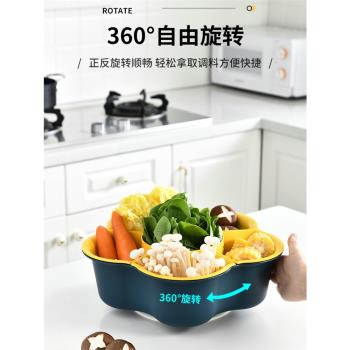 塑膠旋轉家用火鍋雙層菜籃子拼盤