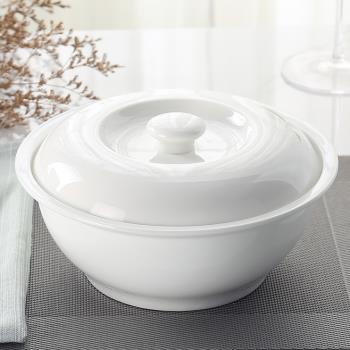 純白骨瓷餐具 9英寸品鍋湯盆湯碗帶蓋湯煲 大容量 家用 廠家直銷