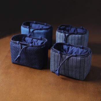 春泥藍色加厚茶壺茶具茶杯收納包旅行包布袋中式手提一壺兩杯布包