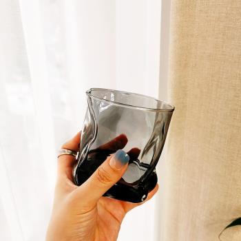 韓國ins咖啡杯拿鐵杯異形扭扭水杯透明玻璃杯威士忌杯復古牛奶杯