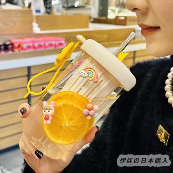 日本代購GP玻璃杯女新款耐高溫茶水分離泡花茶杯網紅吸管水杯便攜