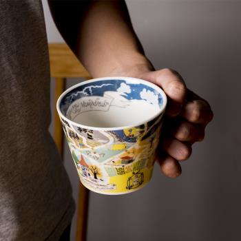 Lewu芬蘭姆明Moomin早餐杯日本進口陶瓷水杯矮胖大口馬克杯麥片杯
