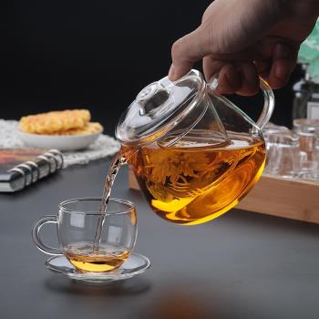 加厚耐熱玻璃茶壺帶過濾花茶壺大小號煮泡茶壺茶具沖茶器套裝家用