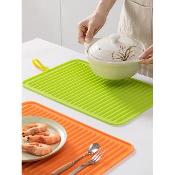 日本硅膠瀝水墊廚房隔熱墊砧板防滑大號餐桌墊子鍋墊菜墊盤墊餐墊