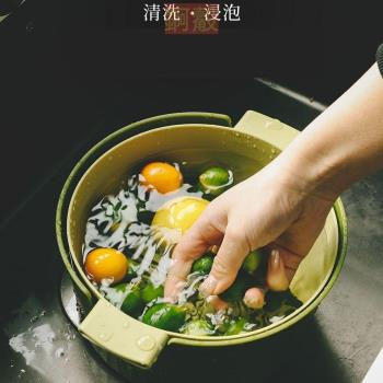 瀝水抗籃加厚款家用洗菜盆廚房洗菜籃子濾水藍水果盤洗菜果蔬簍子