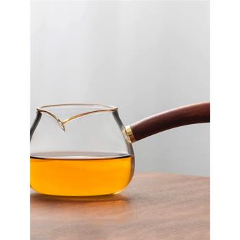 加厚側把公杯分茶器功夫茶具耐高溫玻璃公杯茶漏手把公杯茶具套裝